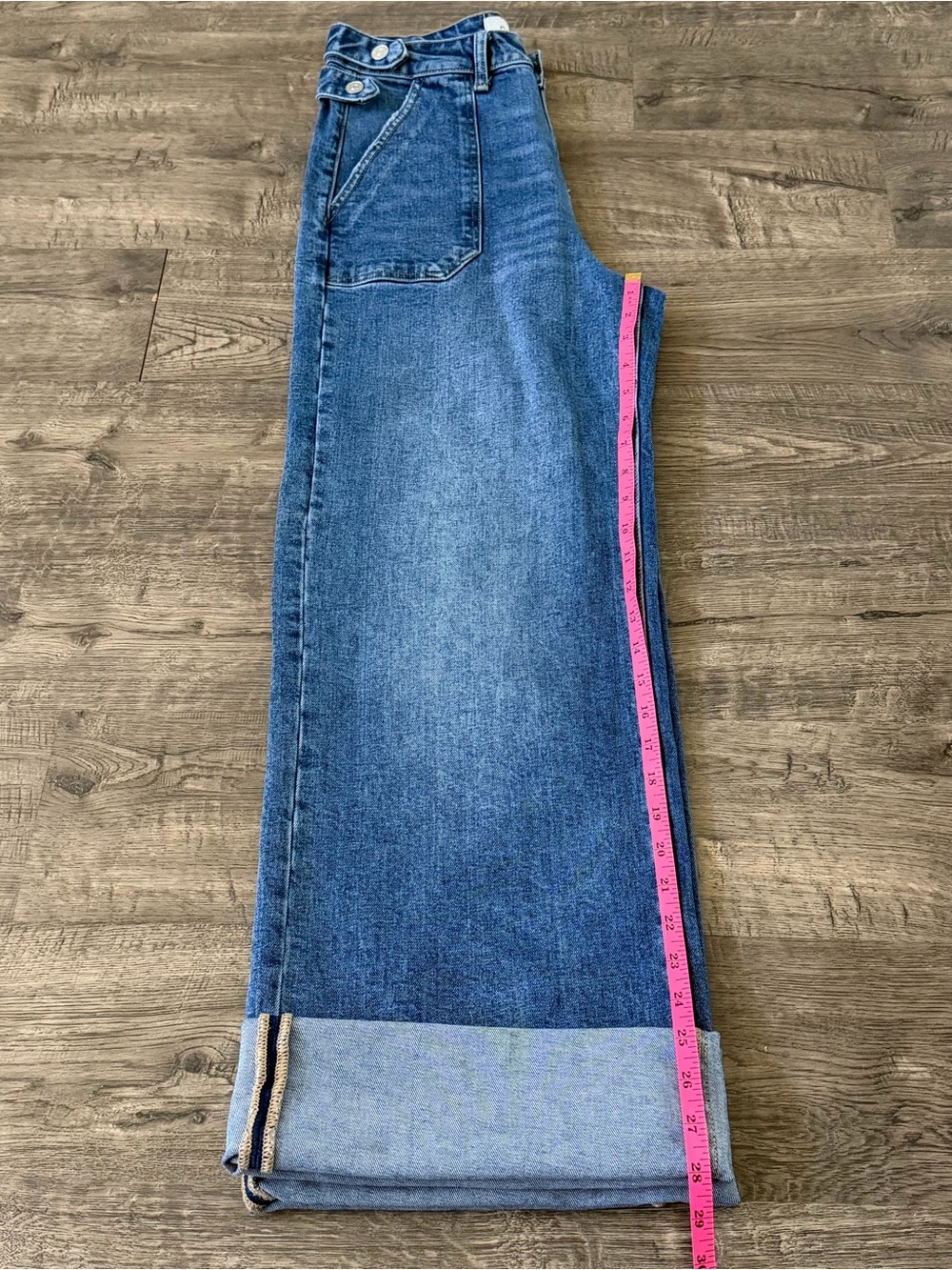 KanCan Haylee 90s Wide Leg Jeans Ultra High Rise Dark Wash Cuffed 7/27 - Picture 10 of 12